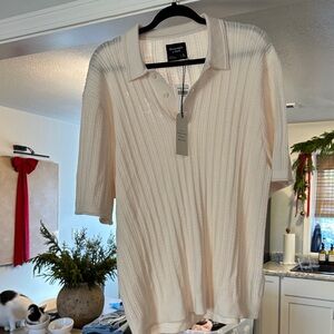 Abercrombie & Fitch Men's Ivory Polo Shirt